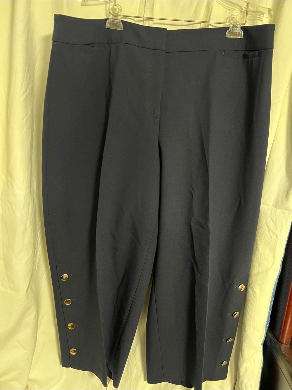 Talbots 20W Cropped Trousers with Gold Button Accents